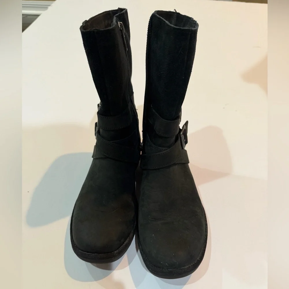 UGG Boots 6 Women’s Black Lorna Waterproof Bootie Leather Zipper Wool - Picture 5 of 11